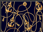 Load image into Gallery viewer, Gold anchors on gold chains, with rope twisted inbetween the chains and anchors. Exclusive design for custom fabric pre-order on 22 bases.
