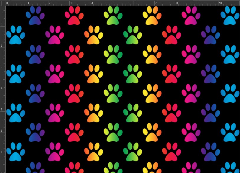 Scale for rainbow ombre paw prints