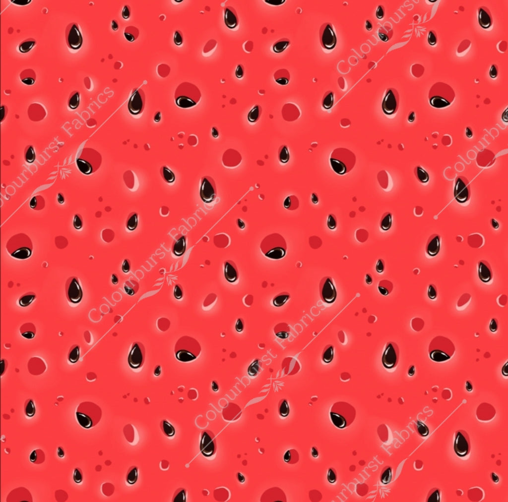 Red watermelon seeds seamless pattern for custom fabric printing onto our 22 bases.