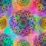 Load image into Gallery viewer, Rainbow ombre mandala exclusive design for custom fabric printing onto our 22 bases
