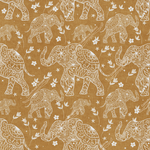 Load image into Gallery viewer, White hand drawn mehndi elephants on a mustard background. Available for preorder on 23 bases
