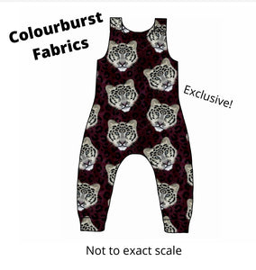 Snow leopard mockup as dungarees